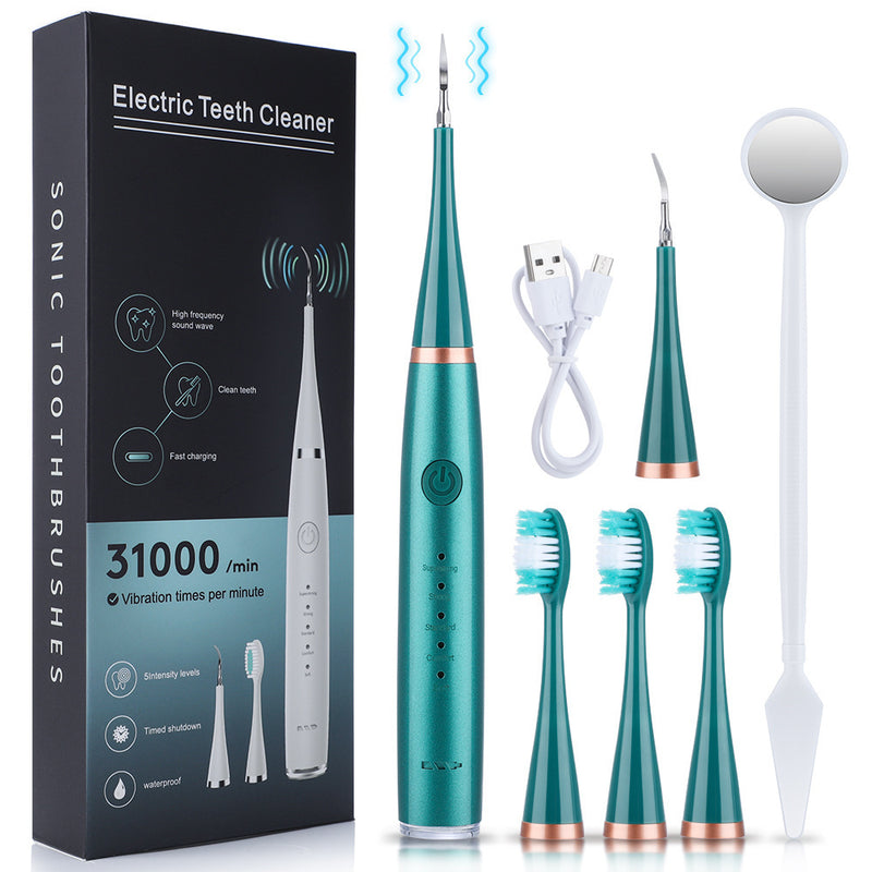 Load image into Gallery viewer, Cross-border 5-speed high-frequency vibration tooth cleaner USB electric toothbrush tooth cleaner to remove stains and calculus set tooth cleaner
