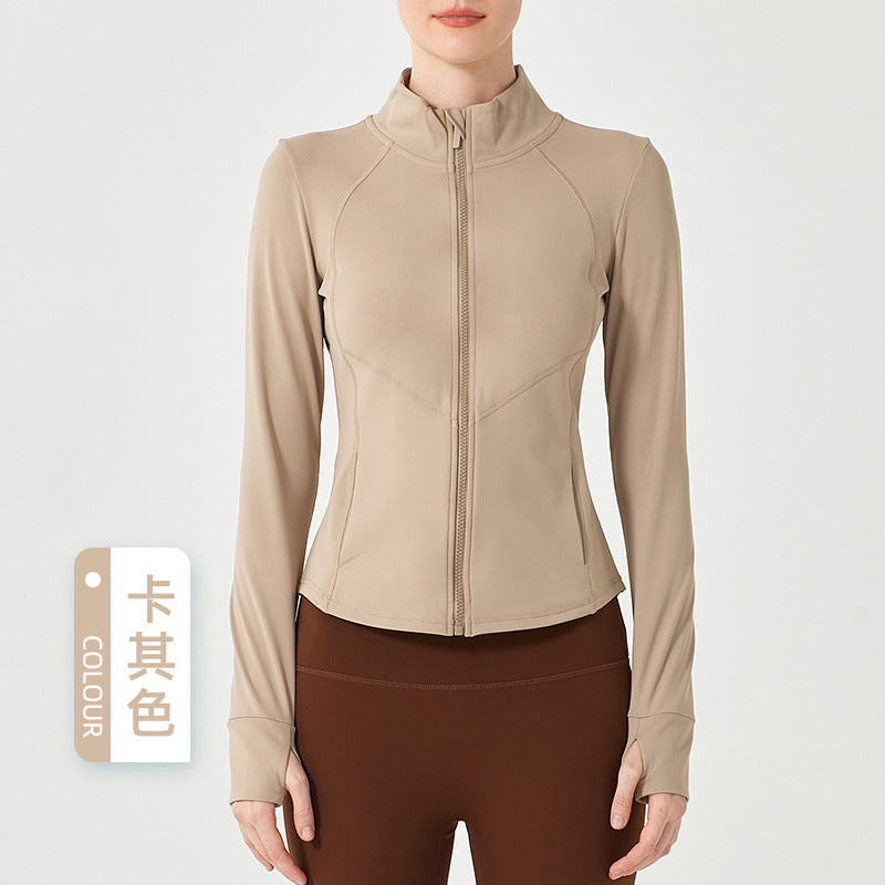 Load image into Gallery viewer, Autumn and winter warm velvet sports coat women&#39;s thickened slimming yoga wear long-sleeved zipper running fitness top
