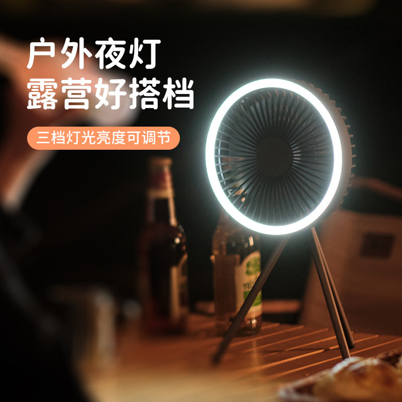 Load image into Gallery viewer, Outdoor camping fan portable tent ceiling fan lamp usb charging hanging vertical camping tripod outdoor fan
