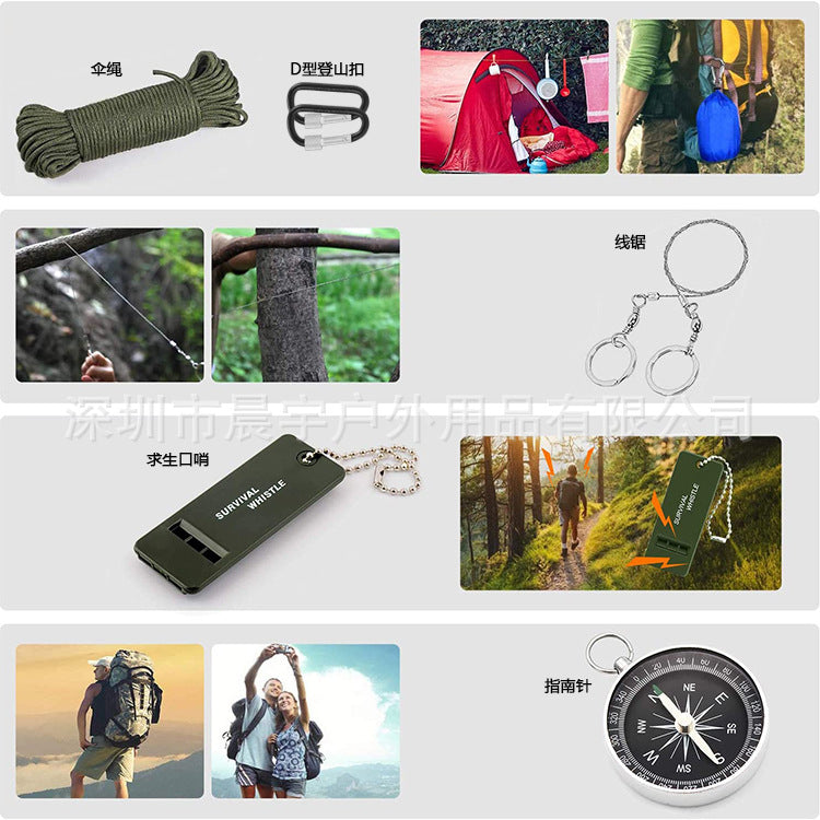 Load image into Gallery viewer, Outdoor camping camping multi-function tool Amazon wilderness survival equipment self-defense travel supplies set
