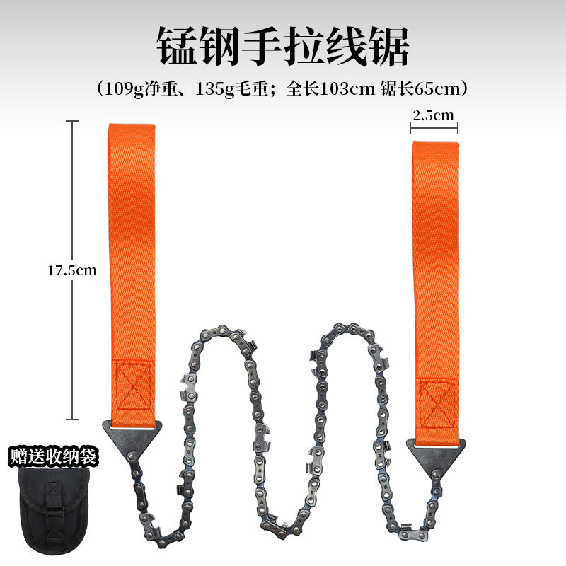 Load image into Gallery viewer, Portable Hand Chain Saw Outdoor Chain Scroll Saw 11 Teeth Manganese Steel Pocket Scroll Saw 24 Inch Garden Pruning Tool
