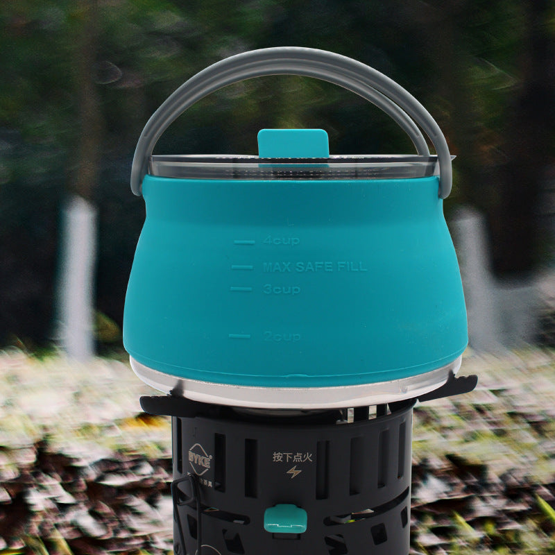 Load image into Gallery viewer, New camping portable silicone folding kettle outdoor compressible folding pot travel silicone kettle
