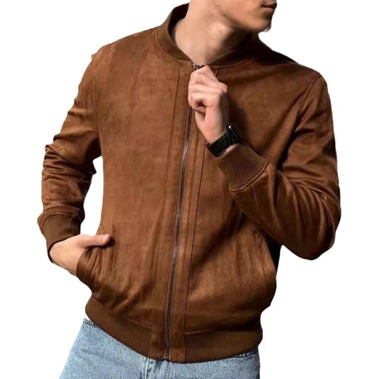 Мужская куртка new cross-border European and American leisure suede solid color jacket for men