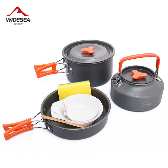 Widesea camping pot set 2-3 people portable outdoor pot with teapot picnic trekking camping pot