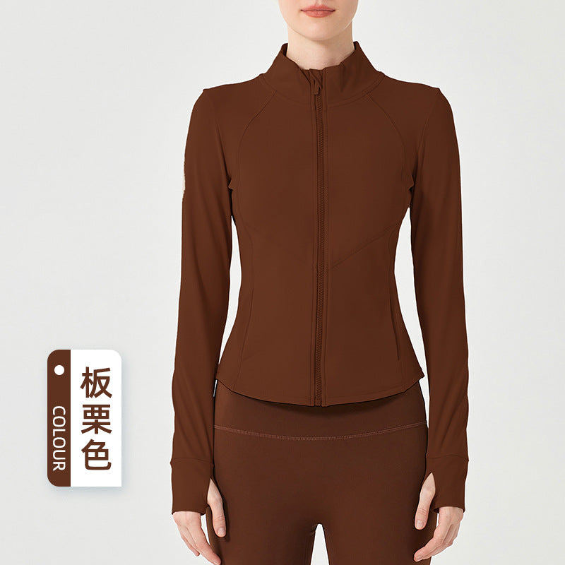 Load image into Gallery viewer, Autumn and winter warm velvet sports coat women&#39;s thickened slimming yoga wear long-sleeved zipper running fitness top
