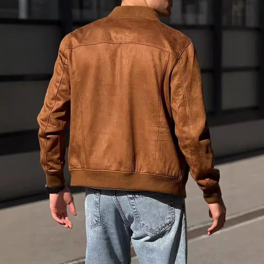 Мужская куртка new cross-border European and American leisure suede solid color jacket for men
