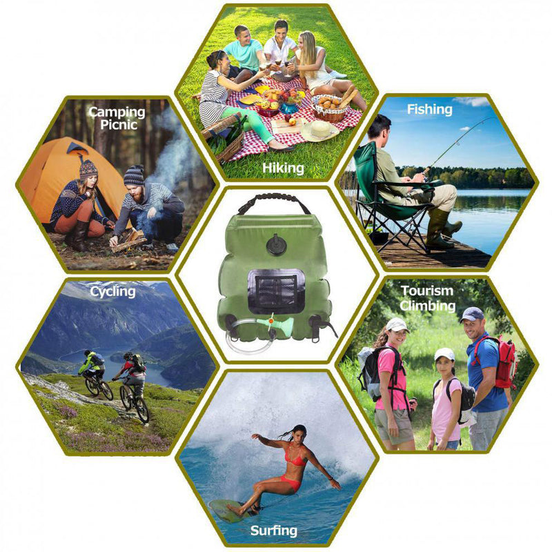 Load image into Gallery viewer, 20L bath bag solar heat absorption army green 5 gallon shower bag outdoor camping bath water bag toiletry bag
