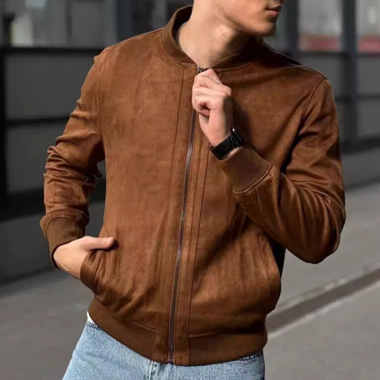Load image into Gallery viewer, Мужская куртка new cross-border European and American leisure suede solid color jacket for men
