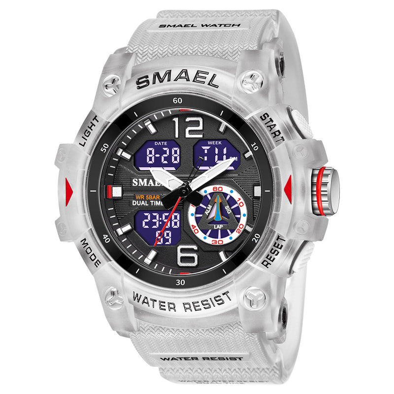 Load image into Gallery viewer, SMAEL new outdoor transparent watch men&#39;s outdoor cool dual display waterproof luminous electronic watch
