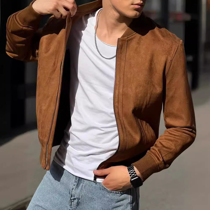 Мужская куртка new cross-border European and American leisure suede solid color jacket for men