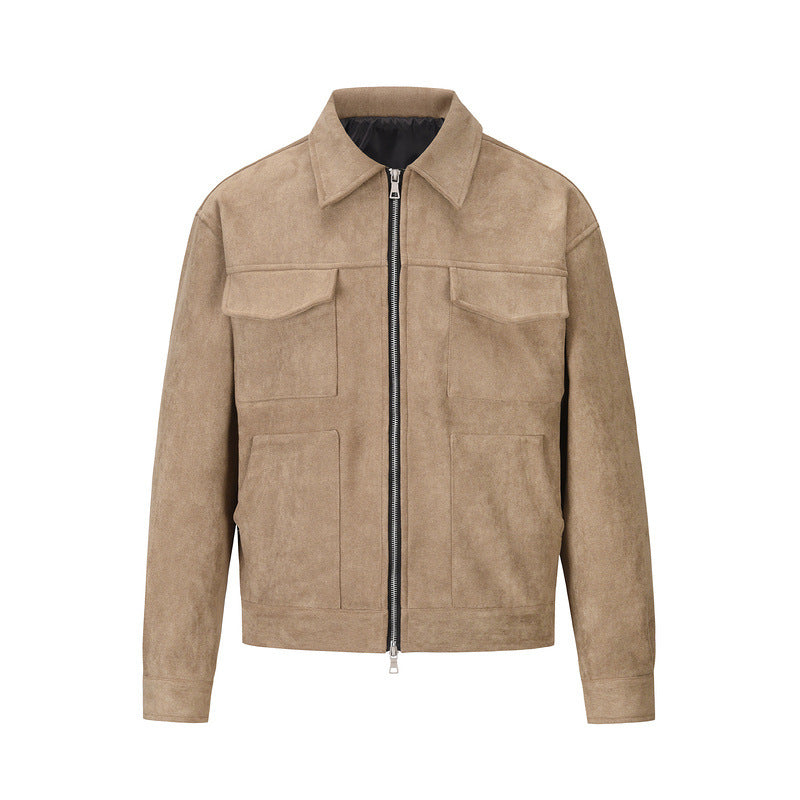 Load image into Gallery viewer, European and American high street ins same style trendy men and women jackets deerskin velvet thickened zipper large pocket jacket
