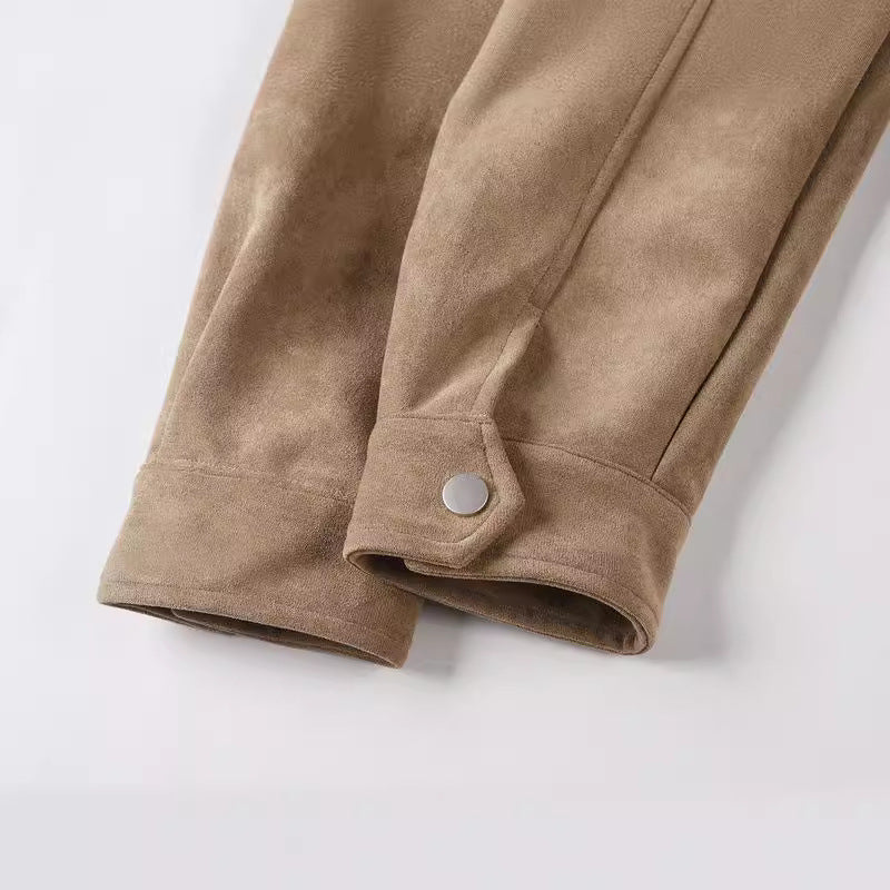 Load image into Gallery viewer, European and American high street ins same style trendy men and women jackets deerskin velvet thickened zipper large pocket jacket
