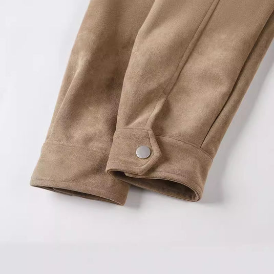 European and American high street ins same style trendy men and women jackets deerskin velvet thickened zipper large pocket jacket