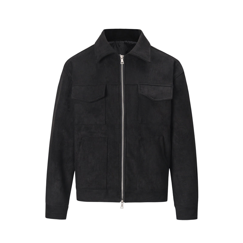 Load image into Gallery viewer, European and American high street ins same style trendy men and women jackets deerskin velvet thickened zipper large pocket jacket
