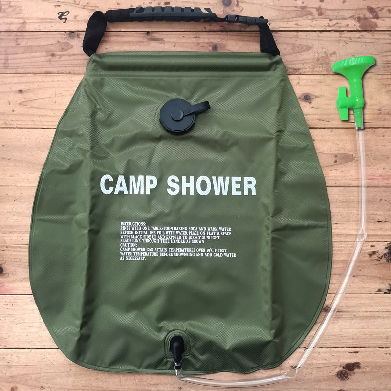 Load image into Gallery viewer, 20L bath bag solar heat absorption army green 5 gallon shower bag outdoor camping bath water bag toiletry bag

