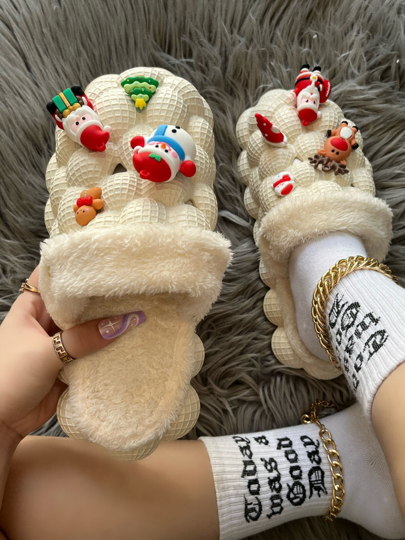 Load image into Gallery viewer, Funny DIY Bubble Slippers Furry House Slides for Chirstmas
