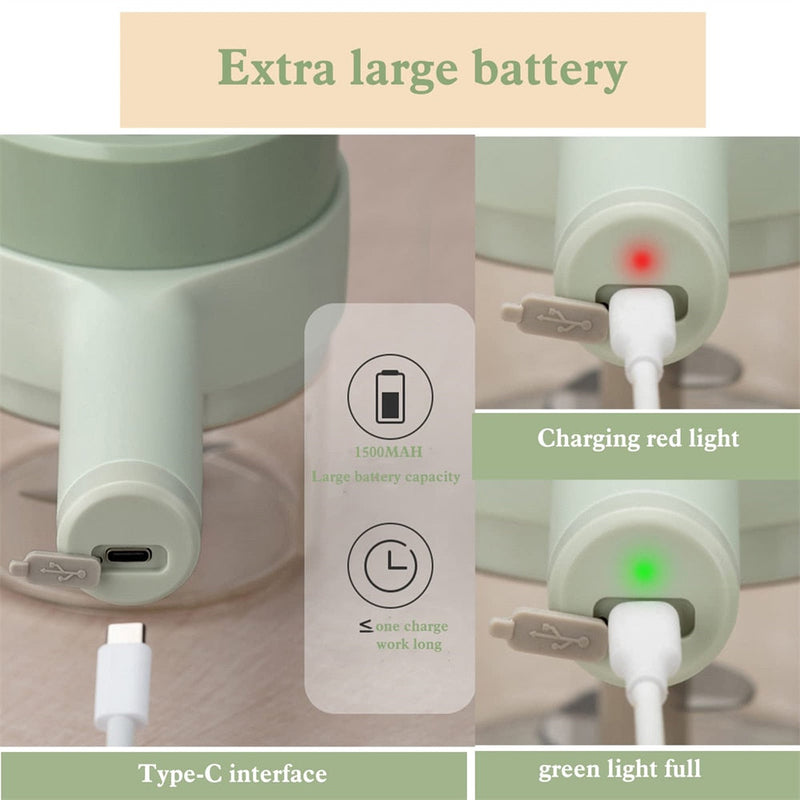 Load image into Gallery viewer, Portable Handheld 4 in 1 Electric Vegetable Slicer
