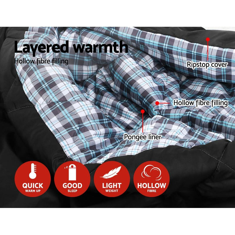 Load image into Gallery viewer, Weisshorn Sleeping Bag Double Pillow Thermal Camping Hiking Tent Grey
