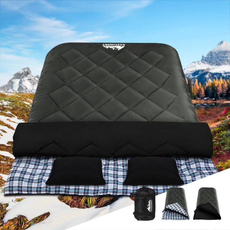 Load image into Gallery viewer, Weisshorn Sleeping Bag Double Pillow Thermal Camping Hiking Tent Grey
