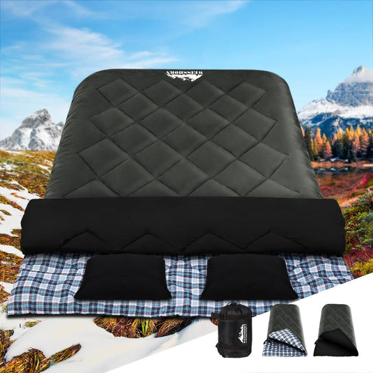 Weisshorn Sleeping Bag Double Pillow Thermal Camping Hiking Tent Grey