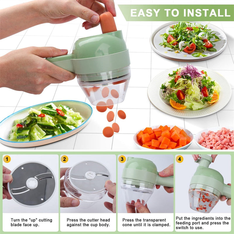 Load image into Gallery viewer, Portable Handheld 4 in 1 Electric Vegetable Slicer
