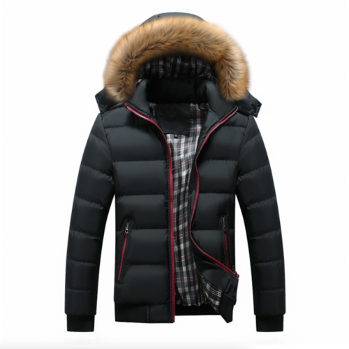 Load image into Gallery viewer, Mens Two Tone Puffer Jacket with Removable Hood
