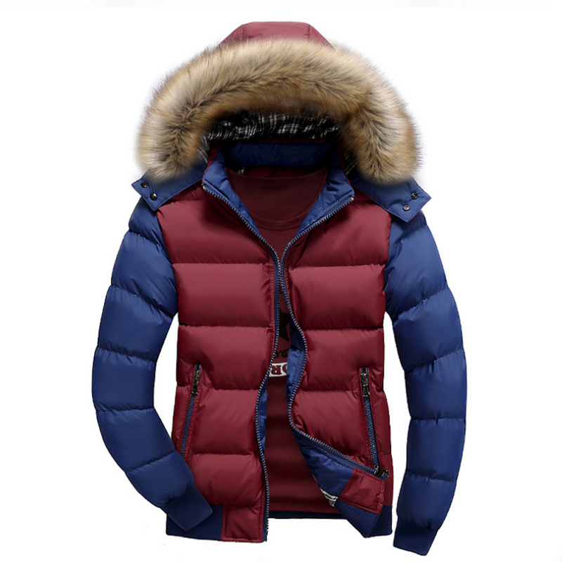 Load image into Gallery viewer, Mens Two Tone Puffer Jacket with Removable Hood
