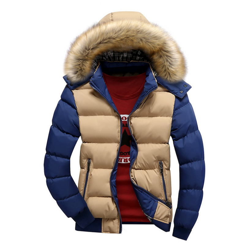 Load image into Gallery viewer, Mens Two Tone Puffer Jacket with Removable Hood
