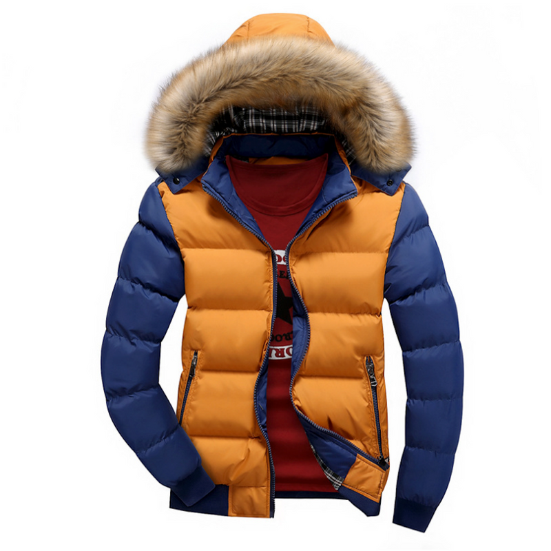 Load image into Gallery viewer, Mens Two Tone Puffer Jacket with Removable Hood
