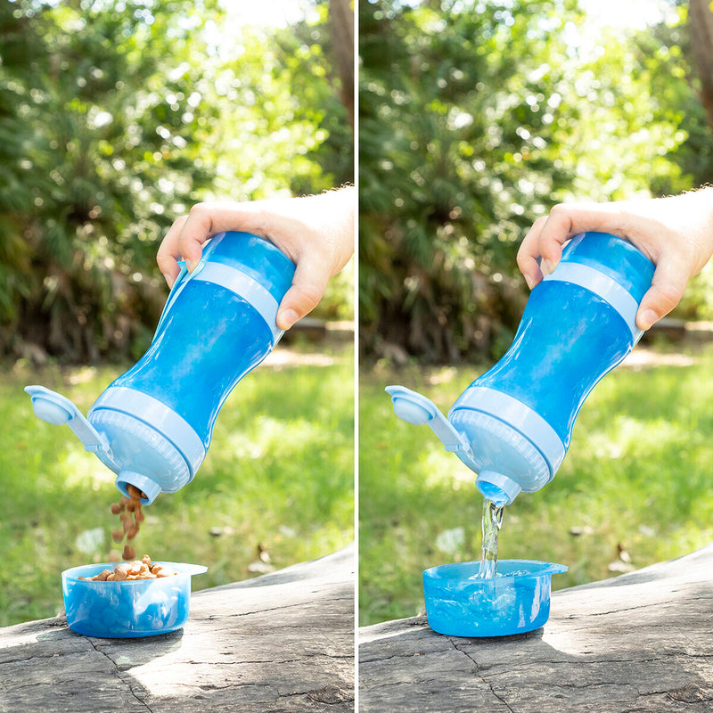 Load image into Gallery viewer, 2-in-1 bottle with water and food containers for pets Pettap
