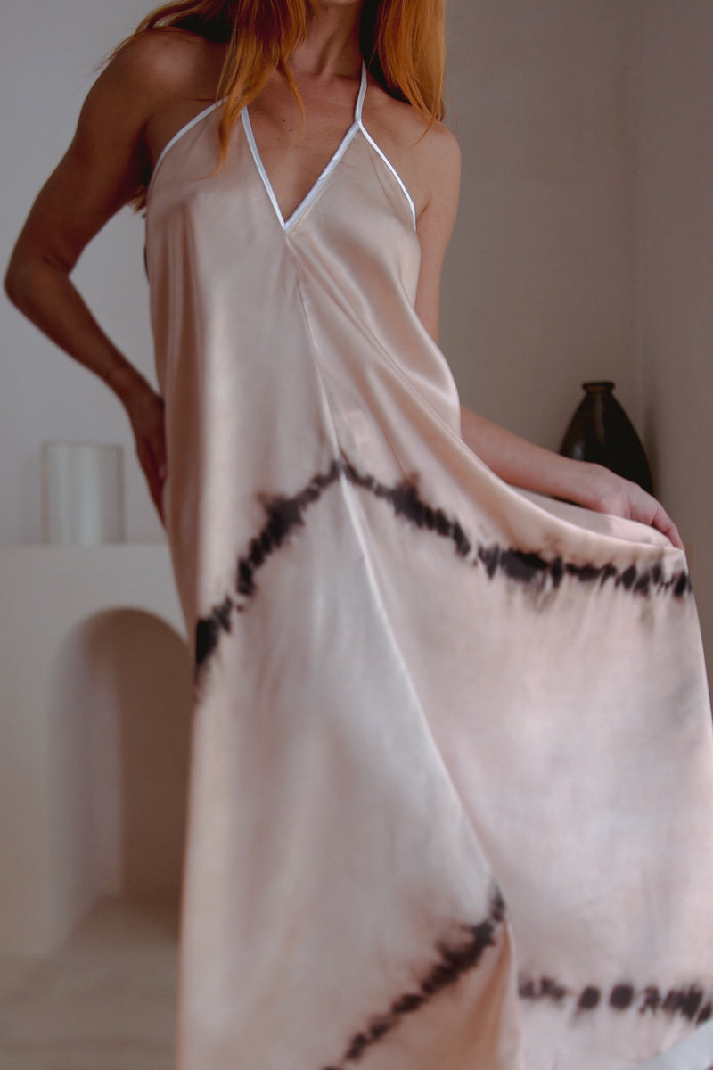 Load image into Gallery viewer, Altair Silk Halter Dress in Shibori
