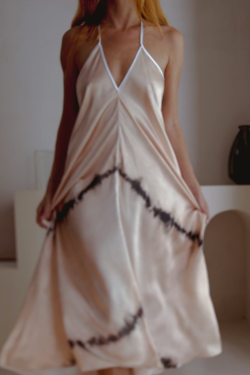 Load image into Gallery viewer, Altair Silk Halter Dress in Shibori
