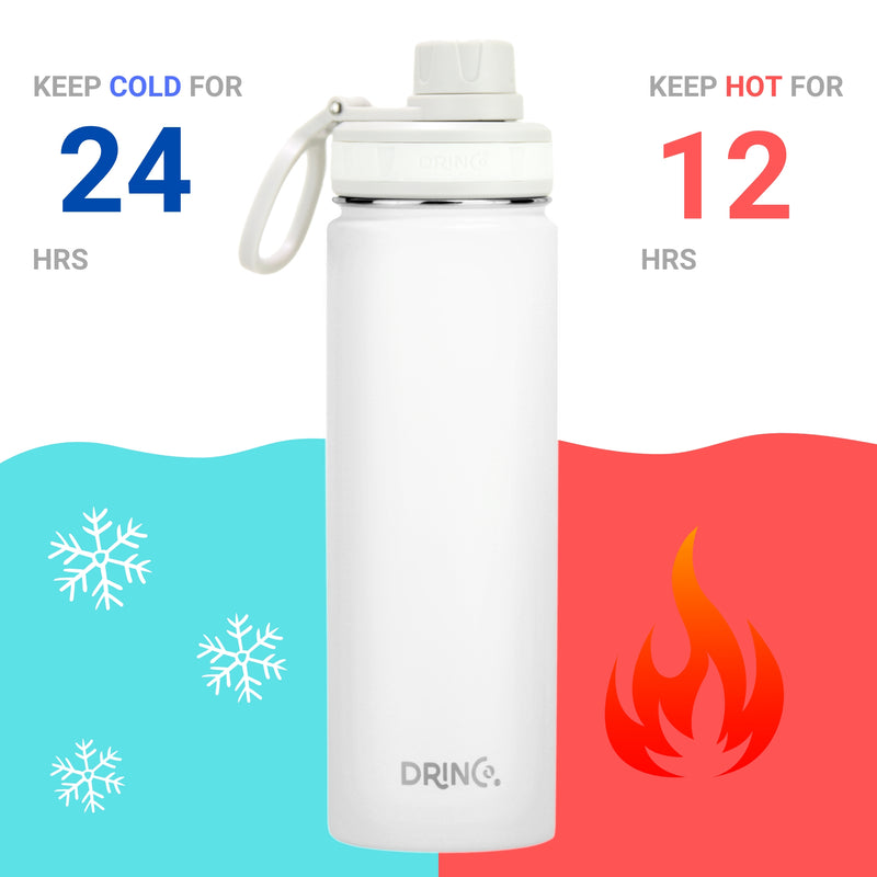 Load image into Gallery viewer, DRINCO® 22oz Stainless Steel Sport Water Bottle - Artic White
