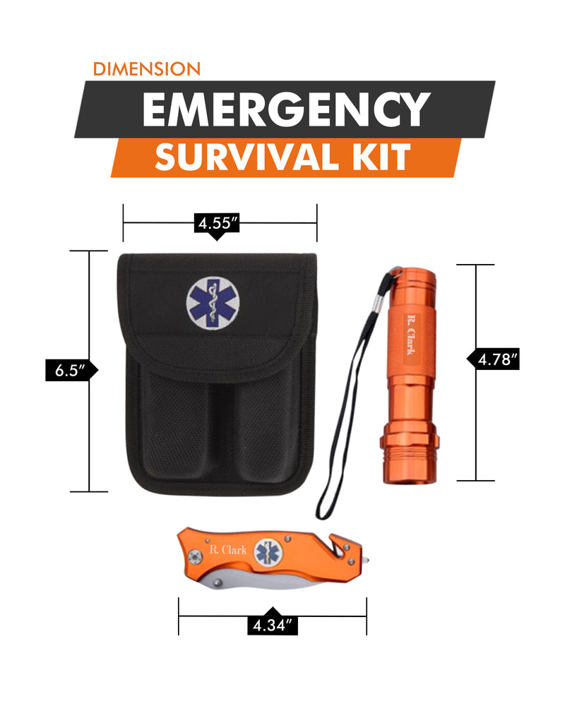 Load image into Gallery viewer, Survival Knife and Flashlight - Orange Finish - Emergency - LED Light
