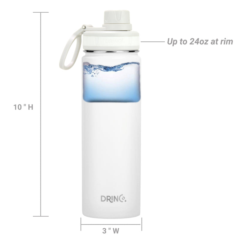 Load image into Gallery viewer, DRINCO® 22oz Stainless Steel Sport Water Bottle - Artic White
