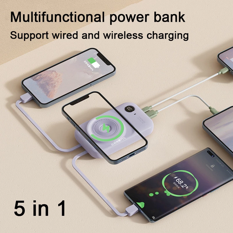 Load image into Gallery viewer, Magnetic Power Bank With Dual-Line Mini Powerbank Portable Charger
