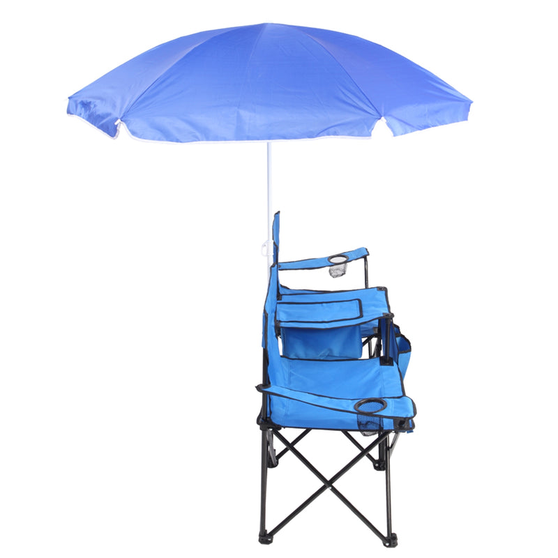 Load image into Gallery viewer, Portable Outdoor 2-Seat Folding Chair with Removable Sun Umbrella
