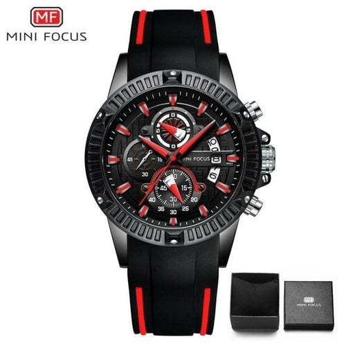 Load image into Gallery viewer, Outdoor Sport Quartz Watch Men Black 3 Sub-dial 6 Hands Multifunction
