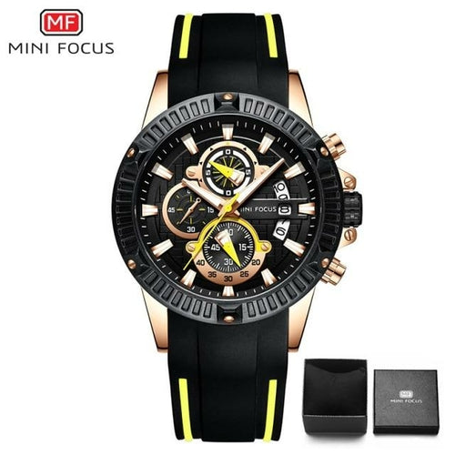 Load image into Gallery viewer, Outdoor Sport Quartz Watch Men Black 3 Sub-dial 6 Hands Multifunction
