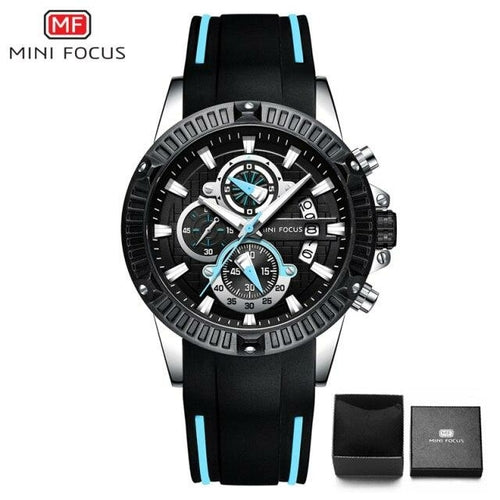 Load image into Gallery viewer, Outdoor Sport Quartz Watch Men Black 3 Sub-dial 6 Hands Multifunction
