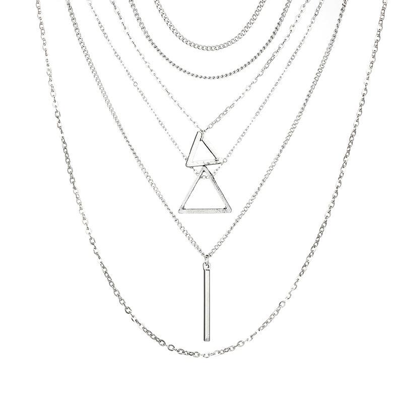 Load image into Gallery viewer, Double Triangle Multilayer Necklace
